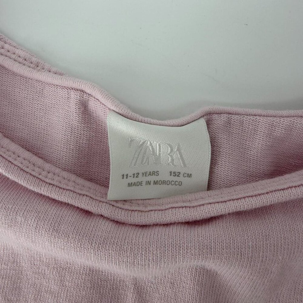 ZARA Girls Pink Short Sleeve Top Bow Detail Size 11-12 Years 152 cm - Picture 3 of 6